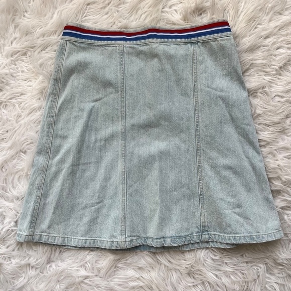 Tommy Hilfiger Light Denim Button Up Skirt Colorful Band Early 2000s size 6 - Picture 7 of 7